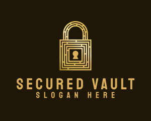 Gold Maze Padlock logo design