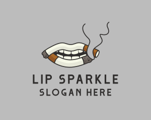 Cigarette Lips Smoke logo design