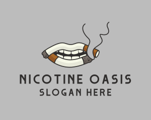 Cigarette Lips Smoke logo design