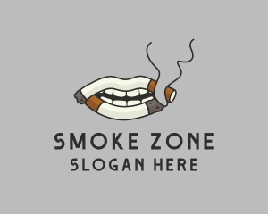 Cigarette Lips Smoke logo design