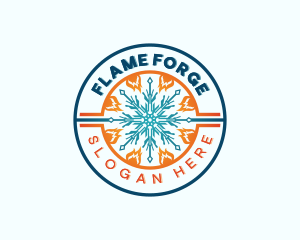 Flame Snowflake HVAC logo design