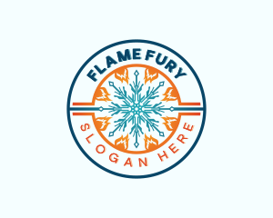 Flame Snowflake HVAC logo design