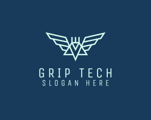 Tech Winged Robot logo design