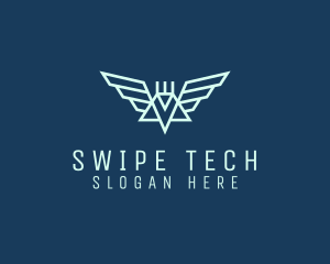 Tech Winged Robot logo design