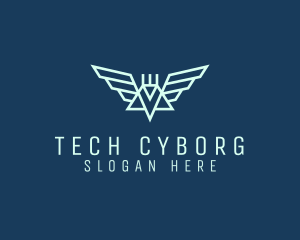 Tech Winged Robot logo design