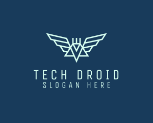 Tech Winged Robot logo design