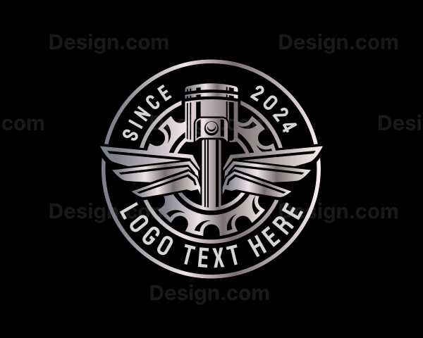 Metallic Engine Cog Piston Logo