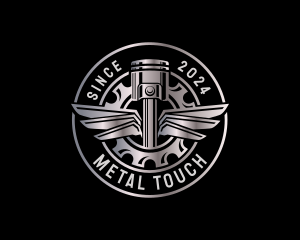 Metallic Engine Cog Piston logo