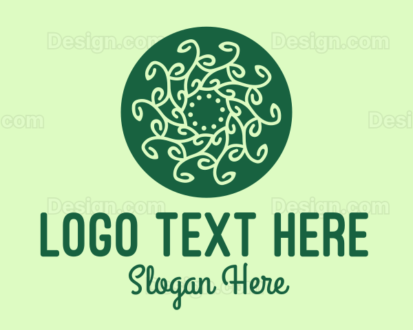 Leaf Vine Pattern Circle Logo