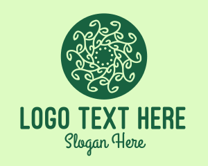 Leaf Vine Pattern Circle Logo