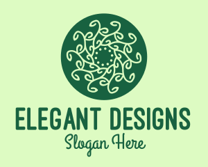 Leaf Vine Pattern Circle logo design