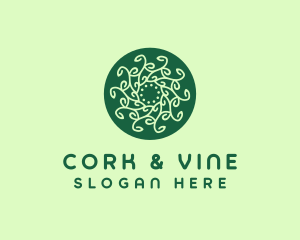 Leaf Vine Pattern Circle logo design