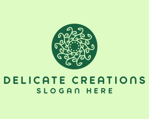 Leaf Vine Pattern Circle logo design