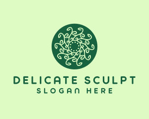 Leaf Vine Pattern Circle logo design