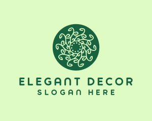 Leaf Vine Pattern Circle logo design