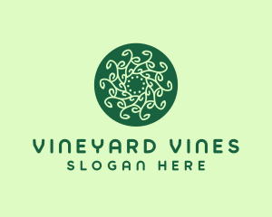 Leaf Vine Pattern Circle logo design