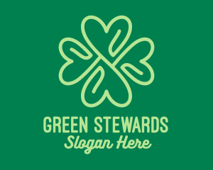 Green Heart Clover  logo design