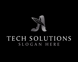 Leaf Tech Company Letter A logo design