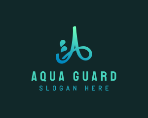 Water Splash Letter A logo design