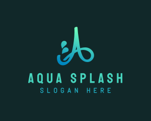 Water Splash Letter A logo design