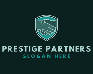 Partner Handshake Shield logo design