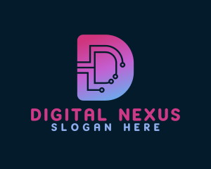 Digital Network Letter D logo design