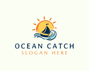 Ocean Boat Wave logo design