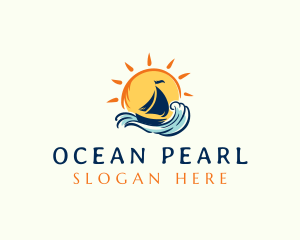 Ocean Boat Wave logo design