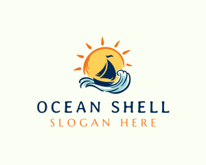 Ocean Boat Wave logo design