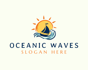 Ocean Boat Wave logo design