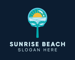 Magnifying Glass Sunrise logo design