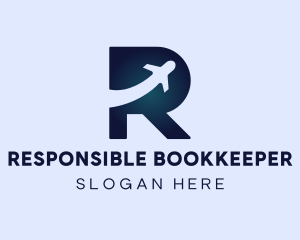 Blue Airplane Letter R logo design