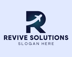 Blue Airplane Letter R logo design