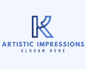 Blue Outline Letter K logo design