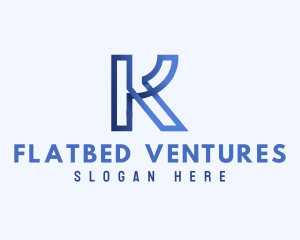 Blue Outline Letter K logo design