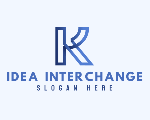 Blue Outline Letter K logo design