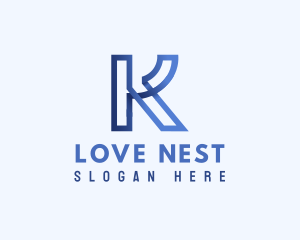 Blue Outline Letter K logo design