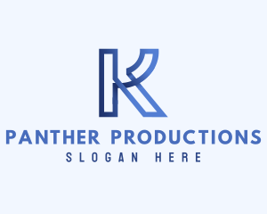 Blue Outline Letter K logo design