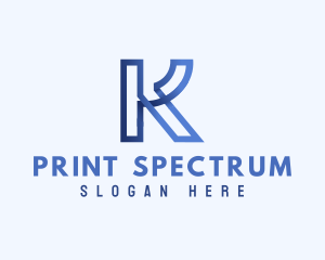 Blue Outline Letter K logo design