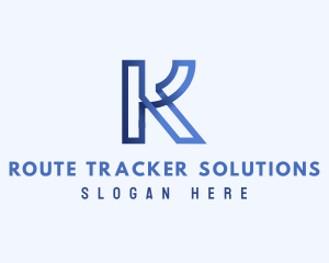 Blue Outline Letter K logo design