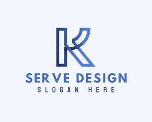 Blue Outline Letter K logo design