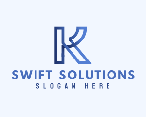 Blue Outline Letter K logo design