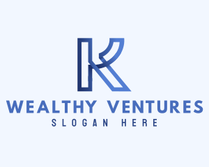 Blue Outline Letter K logo design