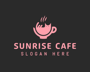 Pink Cat Cafe  logo design