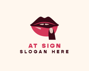 Lip Gloss Finger Mouth logo design