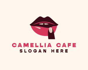 Lip Gloss Finger Mouth logo design