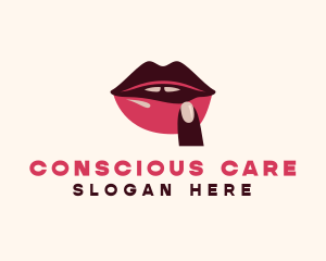 Lip Gloss Finger Mouth logo design