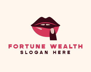 Lip Gloss Finger Mouth logo design