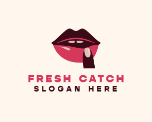 Lip Gloss Finger Mouth logo design