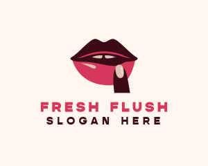 Lip Gloss Finger Mouth logo design